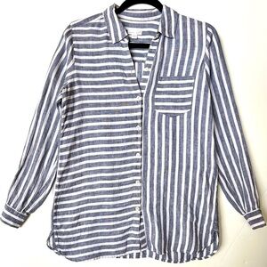 J. Jill 100% Linen Stripe Long sleeve Shirt.